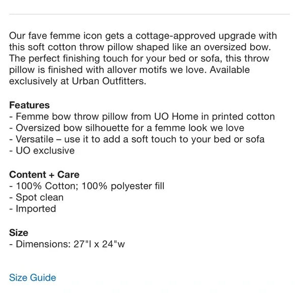 New UO Large Bow Pillow - Picture 4 of 6